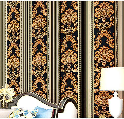 Prior.choice Rouleau de papier peint non tissé texturé texturé en relief pour chambre à coucher et salon Noir 9,5 x 0,53 m