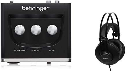 Behringer U-PHORIA UM2 & AKG K52 Closed Back Cuffie, Nero