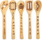 Lot de 5 cuillères en bois pour la cuisine, la série télévisée des amis, jolies spatules en bois brûlé pour ustensiles de cuisine, cadeaux de pendaison de crémaillère pour une nouvelle maison
