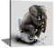 ZHONGYUTONG Badezimmer Bild mit Rahmen Elefant sitzt auf der Toilette Kunstdruck auf Leinwand Lustiges Tier Gemälde Poster Wanddekoration (30x30cm)