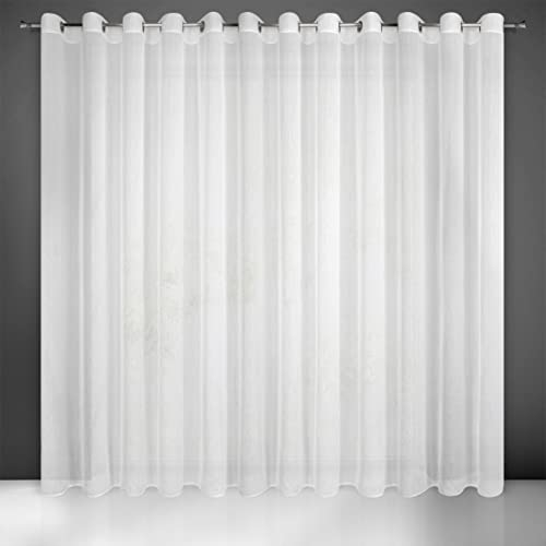 Gardine Durchsichtig Transparent Einfarbig mit Vertikal Regenstruktur mit Ösen Ösenschal - 1 STK. Schlicht Durscheinend Leicht Modern Schick Klassisch Wohnzimmer Schlafzimmer Kinderzimmer Küche