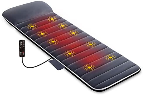 Snailax Massagematte mit 10 Vibrationsmotoren und 4 Therapie-Heizkissen Massageauflage mit Wärme zur Entlastung der Lendenwirbelsäule und der Beine, Geschenke für Männer Frauen
