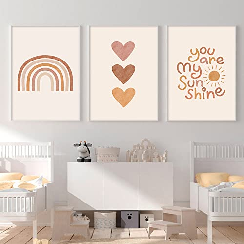 Boho Kinderzimmer Wandkunst You Are My Sunshine Wandkunst Regenbogen Leinwand Kinderzimmer Bilder Dekor Kinderzimmer Drucke Boho Kinderzimmer Dekor für Mädchen Boho Kinderzimmer Kunstwerk für Baby