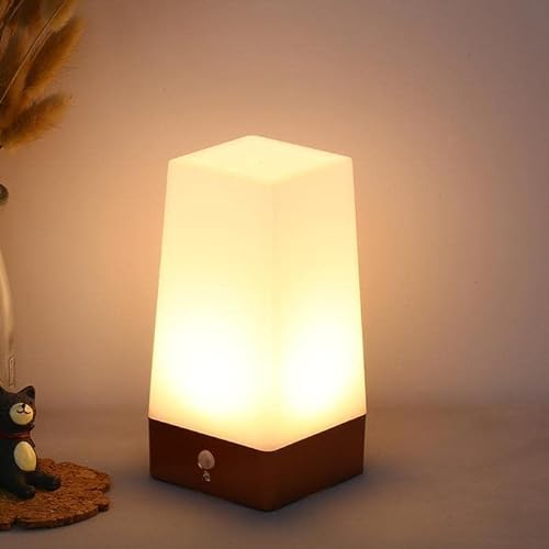 Andoer LED Nachtlicht Desktop mit PIR Bewegungsmelder tragbare batteriebetriebene Nachttischlampe für Flur Küche Schlafzimmer Badezimmer Wohnzimmer
