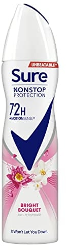 Sure Bright Bouquet Nonstop Protection MotionSense Technologie Deospray Anti-Transpirant Deodorant Aerosol 72h Schutz vor Schweiß und Geruch