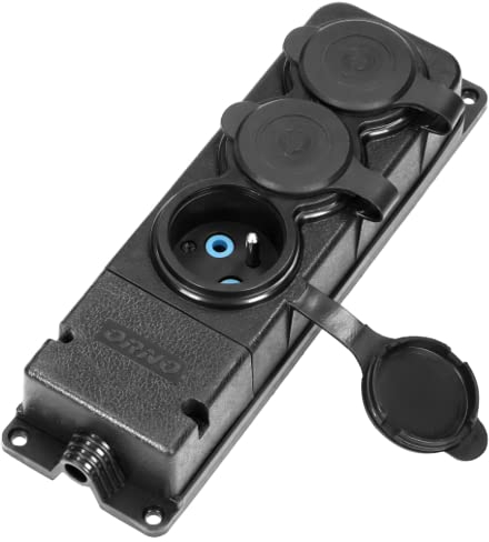 ORNO AE-13166 Multiprise Exterieur étanche Résistance à l'Humidité et Aux Chocs Séparateur Etanche Répartiteur IP44 16A 230V AC Caoutchouc Ignifuge (3 Prises) Vendu sans Câble