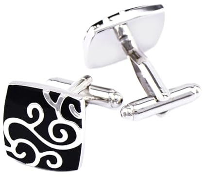 Aotiwe Manschettenknöpfe Celtic, Manschettenknöpfe Brautvater Blumenmuster Silber Schwarz Kupfer Business Stil