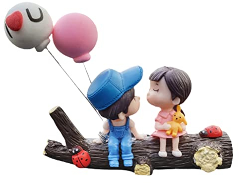 HUSHUI Niedliches Auto-Armaturenbrett-Ornament, schöne Kunstharz-Auto-Innendekoration, küssendes Paar, Figuren, Ballon-Ornamente Frauen, Mädchen, Geschenke