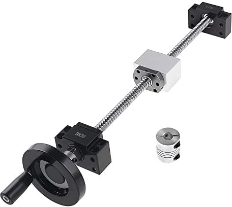 CNCYEAH SFU1204 Husillo de bolas de 250 mm con deflector de metal + tuerca de volante BK10/BF10 rodamiento de soporte final + carcasa de tuerca de husillo de bolas + acoplamiento de 6,35 x 8 mm para