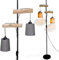 Osasy Stehlampe Vintage Stehleuchte Retro Holz & Metall,Wohnzimmer stehlampen mit Drucktaste,Augenschutz Lampenschirm 2 flamming E27 standlampe für Arbeitzimmer Schlafzimmer Büro (grau)