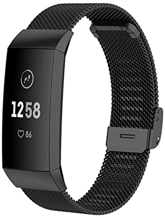 Gheper Metallband Kompatibel mit Fitbit Charge 4/Charge 3/Charge 3 SE Mesh gewebtes Edelstahl Smartwatch Armband Ersatzarmband
