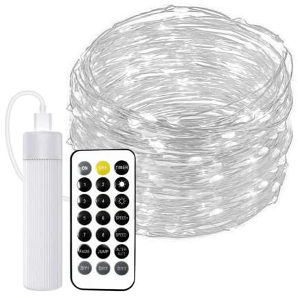 Jandei - Guirnalda Micro LED, Luces Hadas con Mando a Distancia, Temporizador, Recargable USB (batería 1800MA). Decoración Interior y Exterior Fiesta, Navidad (Luz Fría, 20 Metros)
