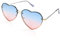 FORMIZON Herzform Sonnenbrille, UV400 Mode Rimless Sonnenbrille, Herz Geformt Sonnen brille Metallrahmen Retro Hippie Brille, Bunte Herzbrille Dünner für Herren Damen Zubehör (Blau-Rosa)