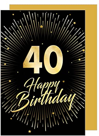 Edition Seidel Premium Glückwunschkarte zum 40. Geburtstag mit Umschlag. Geburtstagskarte Grusskarte Billet Karte Happy Birthday Mann Frau (GZ345-40 SW023)