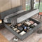 Polsterbett Doppelbett, Hydraulisches Funktionsbett Bettunterseite - höhenverstellbares Kopfteil/Streifen-Stil/Samt-Stauraumbett Bett Modernes Bettgestell mit Stauraum ,Ohne Matratze(180x200-Grau E)