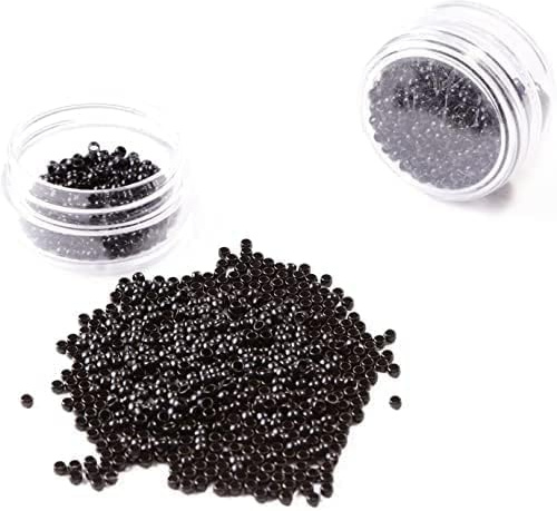 Vlasy Silicone Lined Nano Beads, 3mm Nano Rings, 400 Pcs Black | Hair Beads for Nano Beads Hair Extensions, Micro Nano Beads for Nano Rings Hair Extensions, Hair Tinsel Beads
