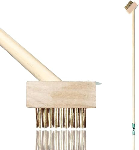 AAMEN Weed Brush Long Handle for Patios Cleaner-Weed Killer Extra Strong Gardening Tools-Yard Brush Heavy Duty Outdoor, Cleaning Brush-Outdoor Broom cleaning brush-Wire Brush Garden Tools(120x5x5cm)
