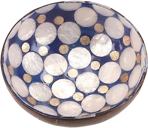 GURU SHOP Bol décoratif en noix de coco Bleu 5 x 14 x 14 cm