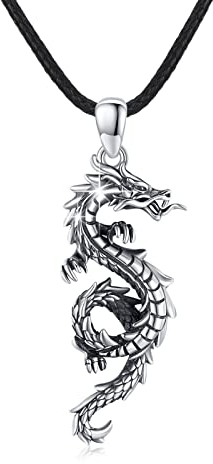 CUOKA MIRACLE Drachen Kette 925 Sterling Silber Herren Drachen Anhänger Halskette für Damen Oxidiert Unisex Drachen Schmuck Valentinstag Geschenke für Männer Mädchen