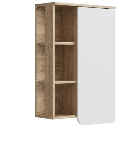 Vicco Armario de baño Karen, Sonoma/Blanco, 50 x 75 cm con Puerta y Compartimentos Abiertos