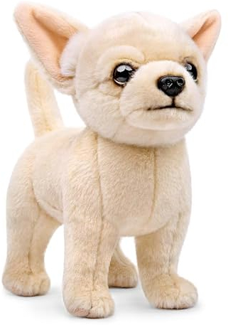 PuffPurrs Simulations-Chihuahua-Hund-Stofftier - 10 Zoll niedliches Chihuahua-Hund-Plüschtier, liebevolles Hunde-Modell-Spielzeug als Geschenk, Geschenksammlung für Kinder