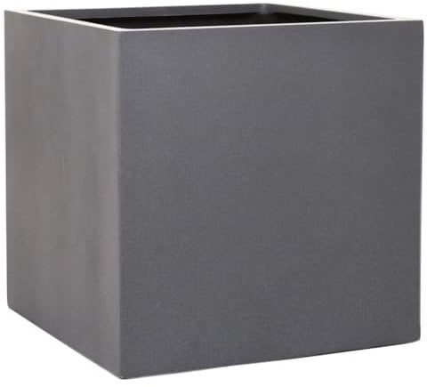 VIVANNO Pflanzkübel Fiberglas Block Frostsicher - 50x50x50 cm - Graphitgrau - Blumenkübel Quadratisch für Draußen und Drinnen