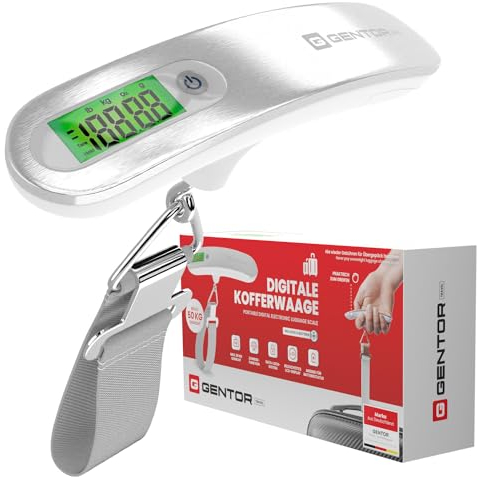 Pèse-bagage numérique jusqu'à 50 kg - Avec crochet et écran LCD - Balance de voyage numérique pour valise, bagage à main, avion, vacances et gadgets de voyage