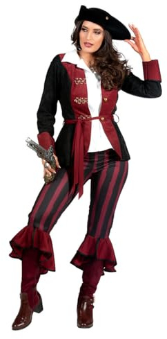 WILBERS & WILBERS - Piratenkostüm Damen | Mit Mantel, Hose, Gürtel, Piraten Outfit für Karneval, Mottoparty