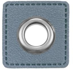 Ösen Patches eckig – 2 Stück – Lederimitat zum Aufnähen – 20 Farben – für Kordeln, Taschen, Turnbeutel, Kleidung – Patch mit Metallöse – DIY Nähzubehör für Deko & Accessoires (jeansblau)