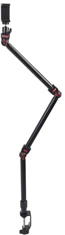 Bewinner Support de Bureau pour Caméra Aérienne, Bras articulé Flexible et Amovible à 3 Sections, Support de Table à Pince en C, Support de Webcam, Bras de Perche de Microphone avec Vis