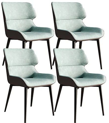 EsEntL Küchen-Esszimmermöbel-Stühle, Moderne Küche, Esszimmerstühle, 4er-Set, wasserfester PU-Leder-Seitenstuhl mit Carbon-Stee-Beinen, Küchen-Wohnzimmer-Lounge-Thekenstühle (Farbe: Grün)