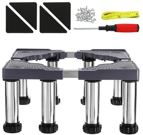 YOKIVE Mini Fridge Stand, Adjustable Base Tray Riser for Refrigerator Washer Dryer AC Water Cooler, 8 Strong Feet, 9.4-10.6 Height