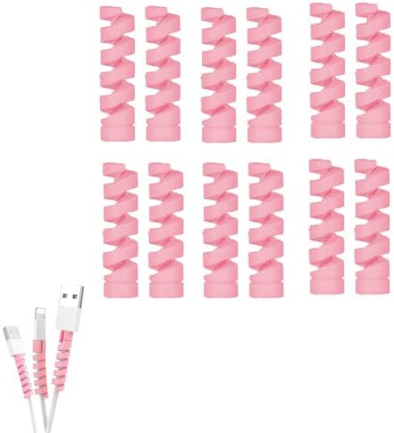 Cable Protector/Wire Repair/Pet Bite Cable Case/Cord Identification Cover,Type-C Cord Protector Headphone Adapter Saver Spiral USB Cable Wrap Strain Relief Data Cord (12 pcs)