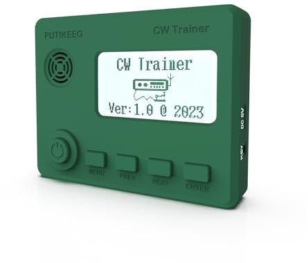 Mini CW Trainer Morse Code Trainer with Display, Moore Simo Wales Code Shortwave Radio Telegraph Key Car Key Learning CW Radio for Telegraph Practice with Charging Cable (Green)