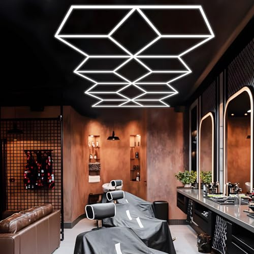 LED-Beleuchtung 3D Moderne Sechseckige Waben Raute Stern für Werkstatt, Barber Shop Shop Car Detailing Fitnessstudio Decke Wand Salon Auto Friseur Auto Polieren