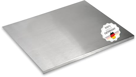 Arbeitsplatte Knetbrett Edelstahl [60x50 cm] - Für Kneten, Schneiden & Backen - Küchenplatte mit Anschlagkante - Auch als Nudelbrett, Backbrett, Teigbrett - Schneidebrett Platte Küche
