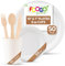FOOGO Green 300pcs Disposable Sugarcane Fibre Paper Plates, Paper Cups and Wooden Cutlery Set, FSC® Certified, 50x Large Round, 50x Small Plates, 50x Cups, 50x Forks, 50x Knives, 50x Spoons