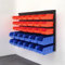 iropro Wall Mounted Storage Bins, Garage Tools Storage Boxes, Includes 12pcs Big Blue Box and 18pcs Small Red Drawer, Plastic DIY Workshop Pegboard Rack for Small Parts, Screws