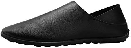 Scarpe basse da uomo super morbide in pelle PU, tacco piatto, scarpe casual da guida da uomo, con un piede, in poliuretano, con bocca piatta, lato morbido, per il tempo libero, leggere, Nero , 39 EU