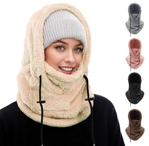 Siribelle Sturmhaube Winddicht Winter Skimaske Thermo-Fleece-Haube Mütze Schal Gesichtsschutz 3 in 1 für Outdoor Radfahren Reiten Skifahren Khaki