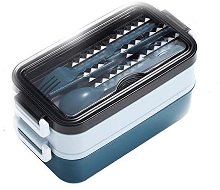 EUTYRG Fiambrera para microondas de Acero Inoxidable para Trabajadores, con vajilla (Azul)