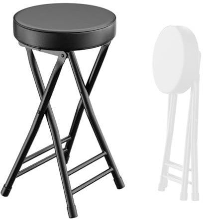 Sgabello da Bar Pieghevole da 65 Cm, Sedia da Pranzo Portatile con Seduta Imbottita e Poggiapiedi, Sgabello Alto in Metallo per Cucina Bar Ristorante