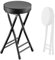 65 cm Klappbarer Barhocker, Tragbarer Klappstuhl mit Gepolstertem Sitz und Fußstütze, Hoher Metallhocker für Küche Haus Garten Bar