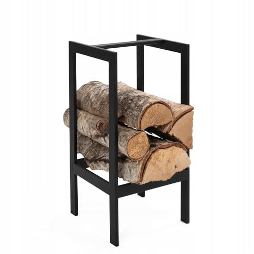 Kapaga - GESCHWEIßT - ohne Verschraubung, ohne Montage, Kaminholzregal aus Metall, Schwarz 25x25x50 cm, Brennholzregal, Kaminholzhalter, Feuerholzregal, Kaminholzständer, Brennholz