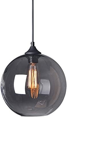 Lustres, lampe de lustre moderne à LED, lustre en verre c V-intage de style industriel, suspension en forme d'orbe gris fumé, convient pour la cuisine, le salon, le balcon, appareil d'éclairage,