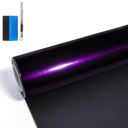 NewL Piano-schwarze Vinylfolie mit Luftkanälen, hochglänzend, für Autodach und Motorrad, Rolle (Lila, 50 cm x 150 cm)