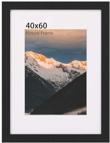 UHOUSEST Cadre photo 40 x 60 cm - Noir - En bois - Format A4 - Verre plexiglas incassable - Grand cadre moderne - Pour dessins d'enfants, œuvres d'art, exposition