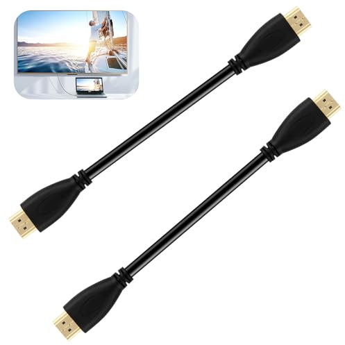 SopwMap 2 Pièces 30 cm Câble HDMI Court - Compatible 4K, ARC, HD, Ethernet, Haute Vitesse - Noir, HDMI vers HDMI Câble, pour Télévision, MacBook, PC, PS5 - Connecteurs Plaqués Or, Triple Blindage