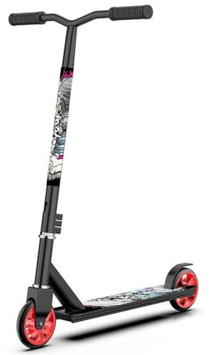 Tretroller, Scooter Roller, Stabiler Aluminium Roller mit großer Trittfläche, Zusammenklappbarer Cityroller für bis zu 150 kg, Tretroller für Jugendliche Erwachsene (Aluminiumkern-schwarz)