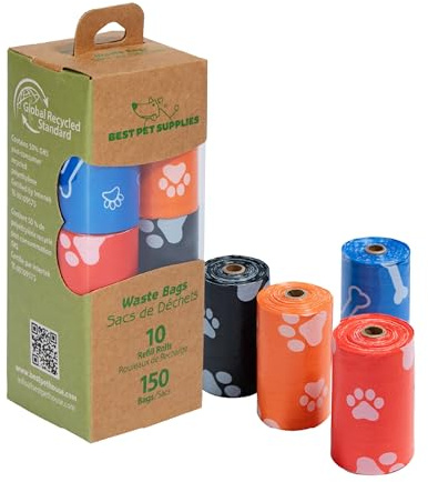 Best Pet Supplies Poop Bags for Dogs, 50% Post-Consumer Recycled Content dog waste bags on rolls, fits all poop bag holders for leashes - 150 Count, Assorted Colors, Scented | Scented, 50% Post-Consumer Recycled Plastic, Leak-proof, Easy-Tear perforations, Thick Bags, Fits Standard Holders